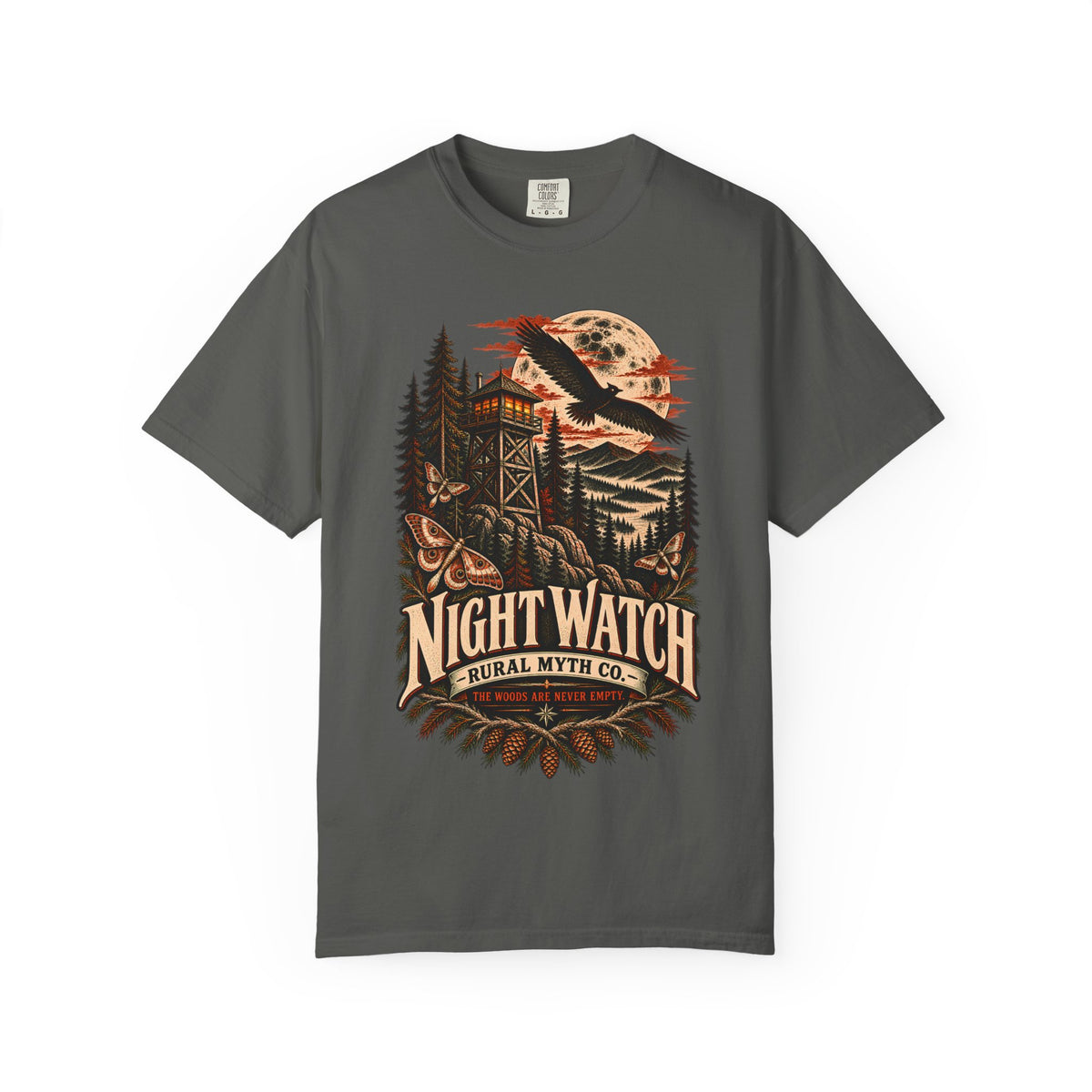 Fire Tower Night Watch T-Shirt in Pepper, front view
