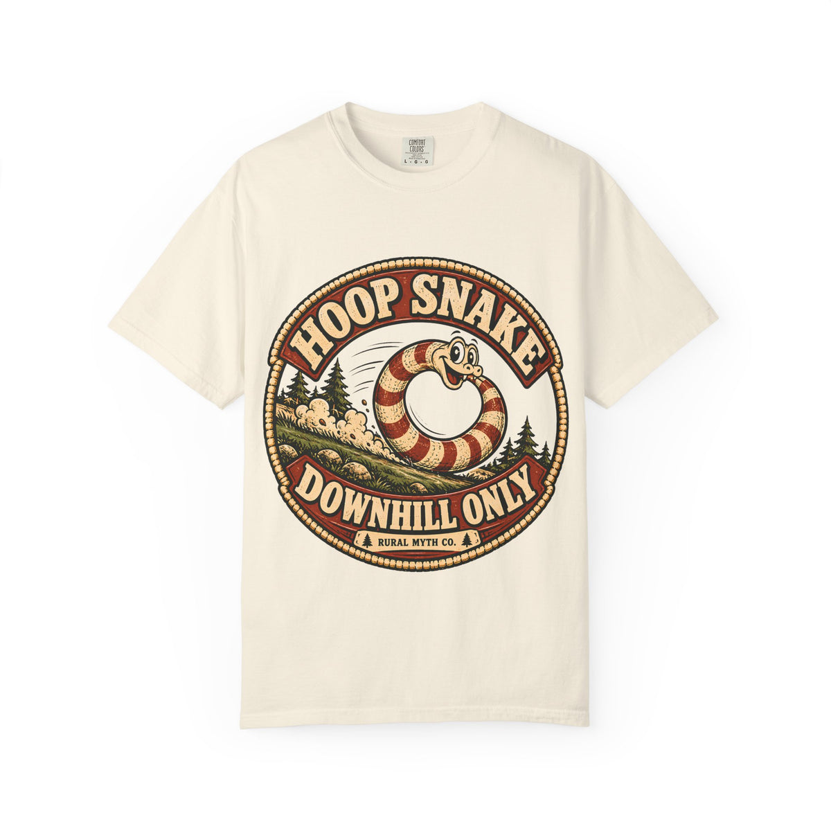 Hoop Snake Downhill Only T-Shirt in Ivory, front view