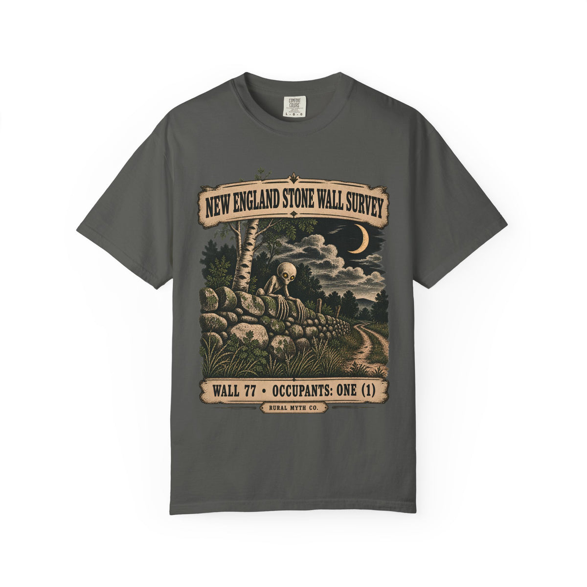 Dover Demon Stone Wall T-Shirt in Pepper, front view