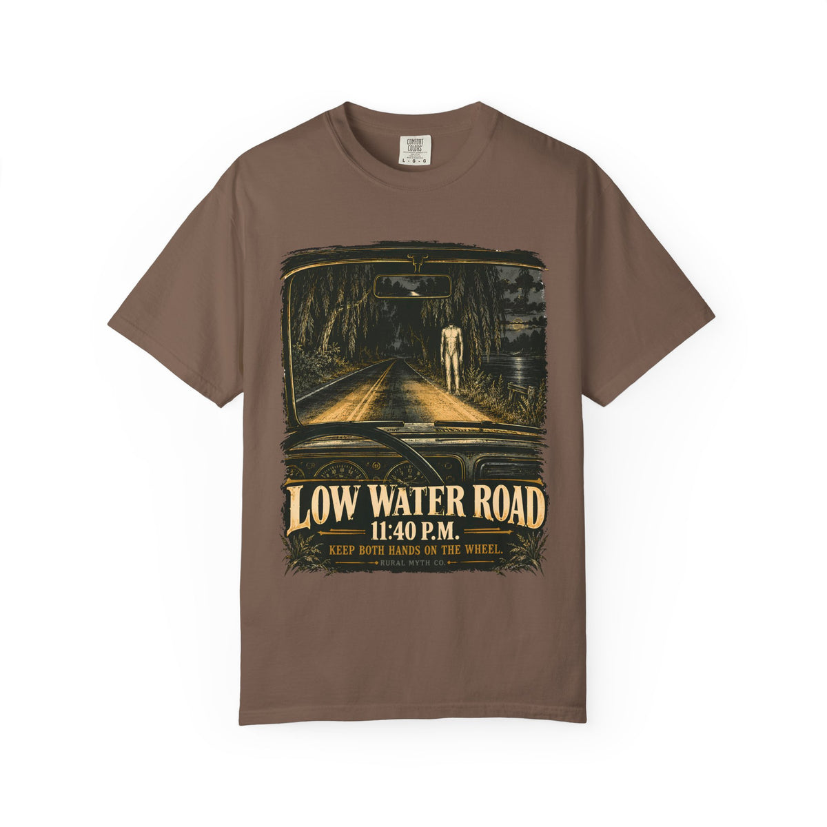 Low Water Road T-Shirt in Espresso, front view