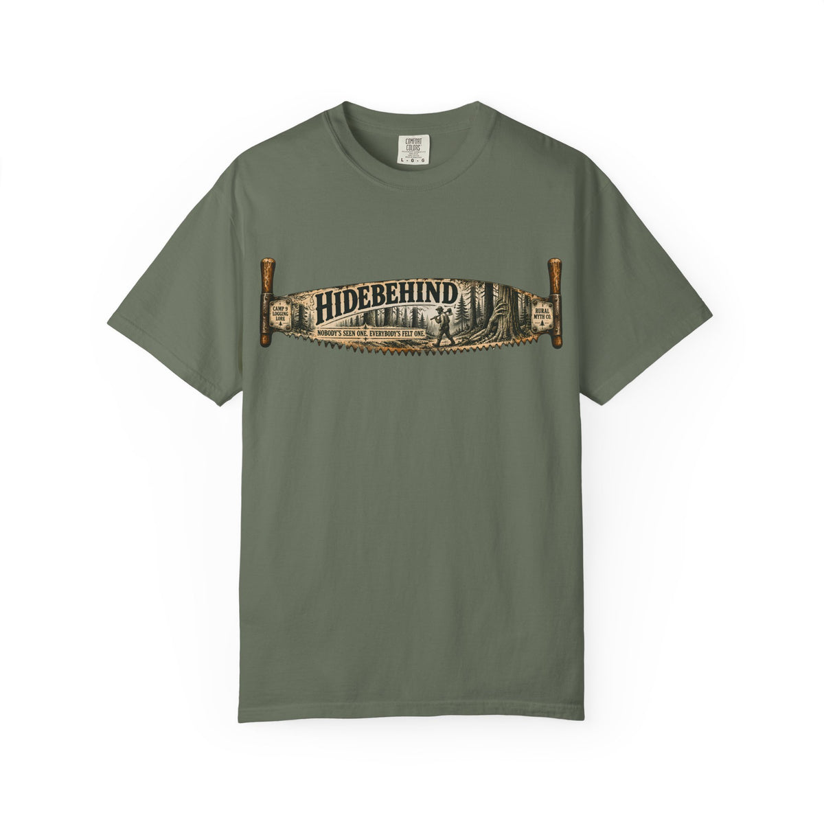 Hidebehind Logging Camp T-Shirt in Moss, front view