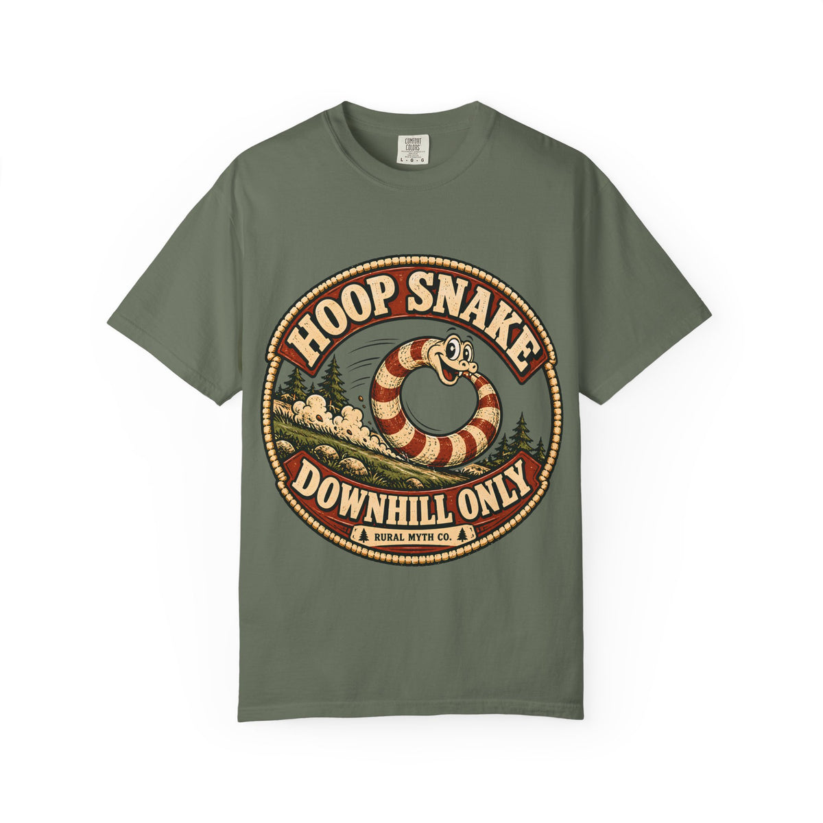 Hoop Snake Downhill Only T-Shirt in Moss, front view