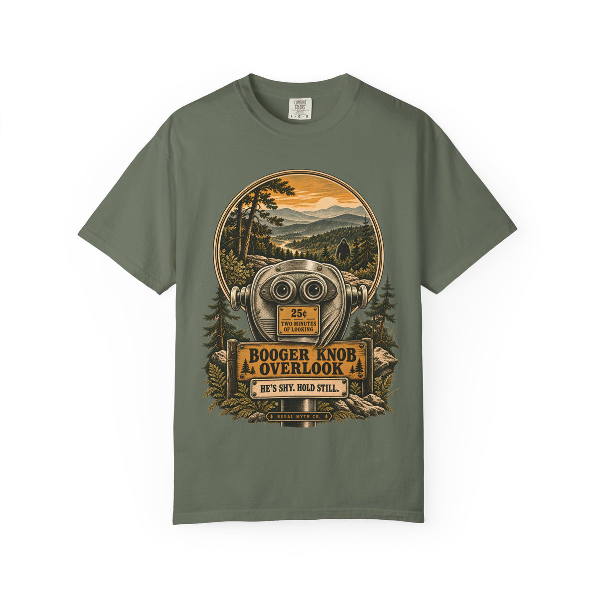 Woodbooger Overlook T-Shirt in Moss, front view