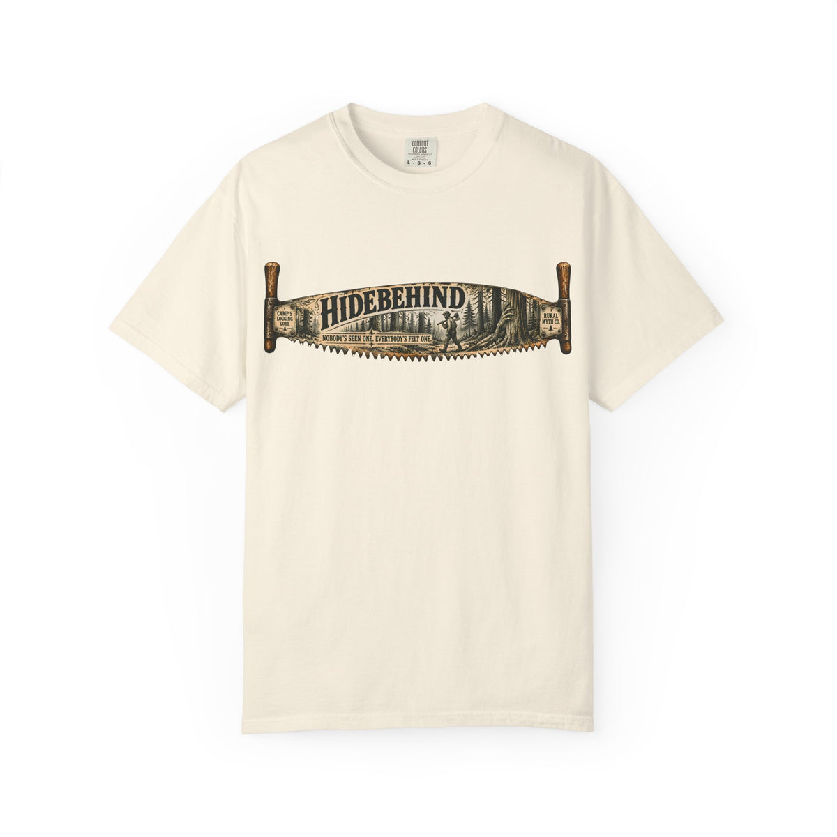 Hidebehind Logging Camp T-Shirt in Ivory, front view