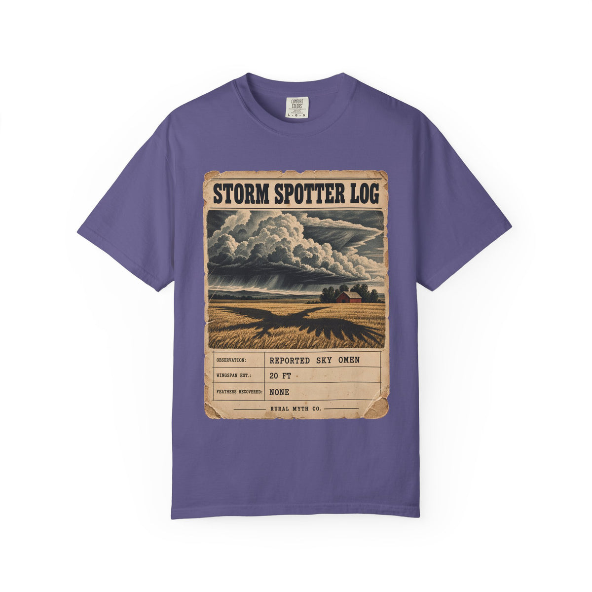 Storm Spotter Sky Omen T-Shirt in Grape, front view