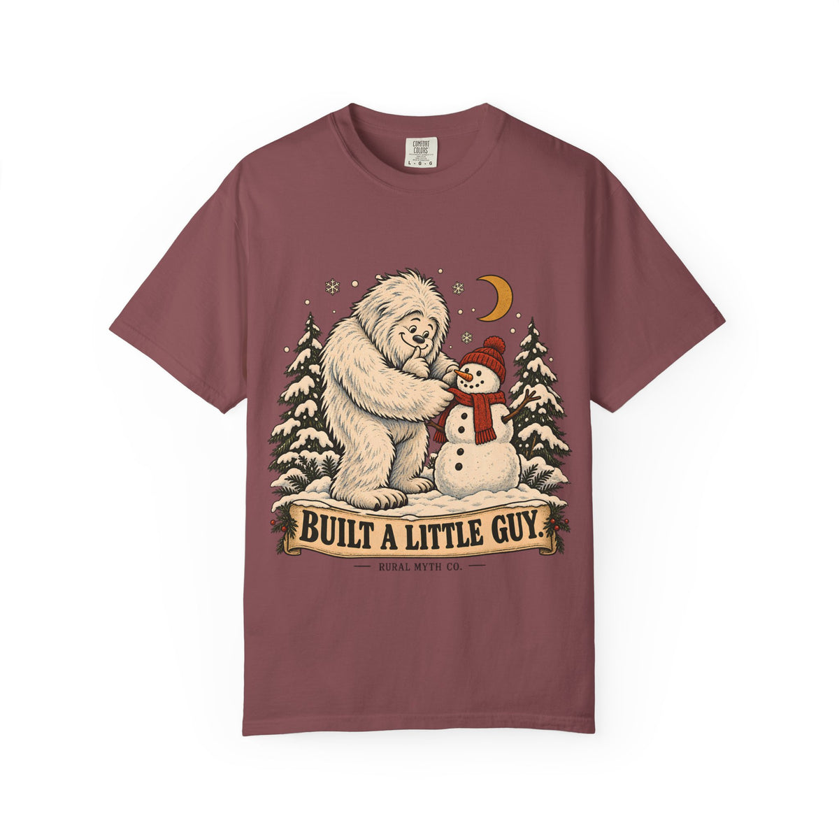 Yeti Built a Snowman T-Shirt in Brick, front view