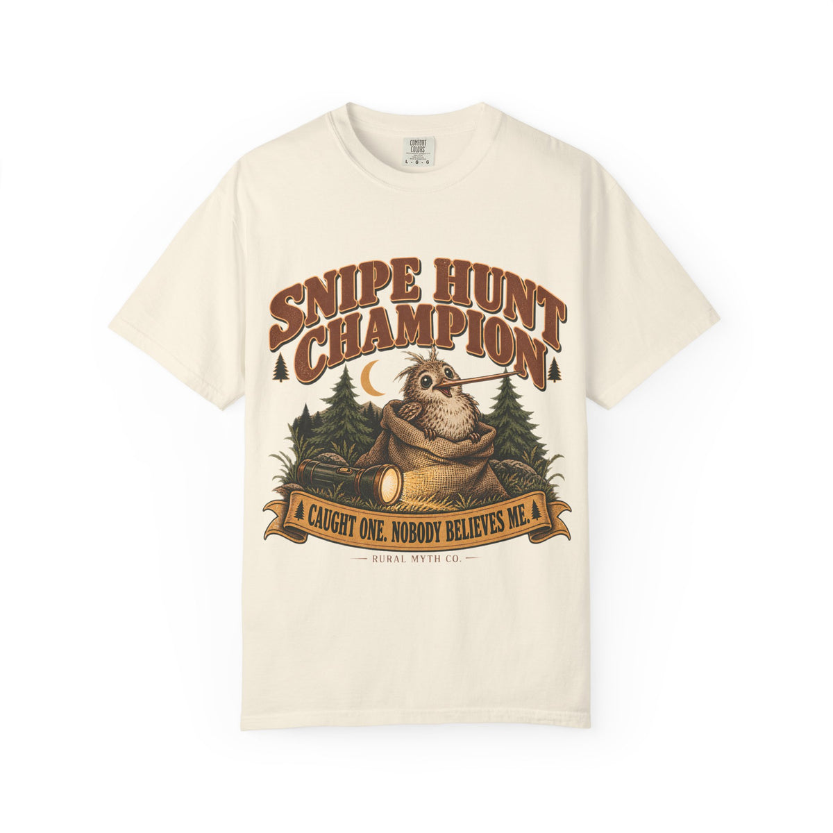 Snipe Hunt Champion T-Shirt in Ivory, front view