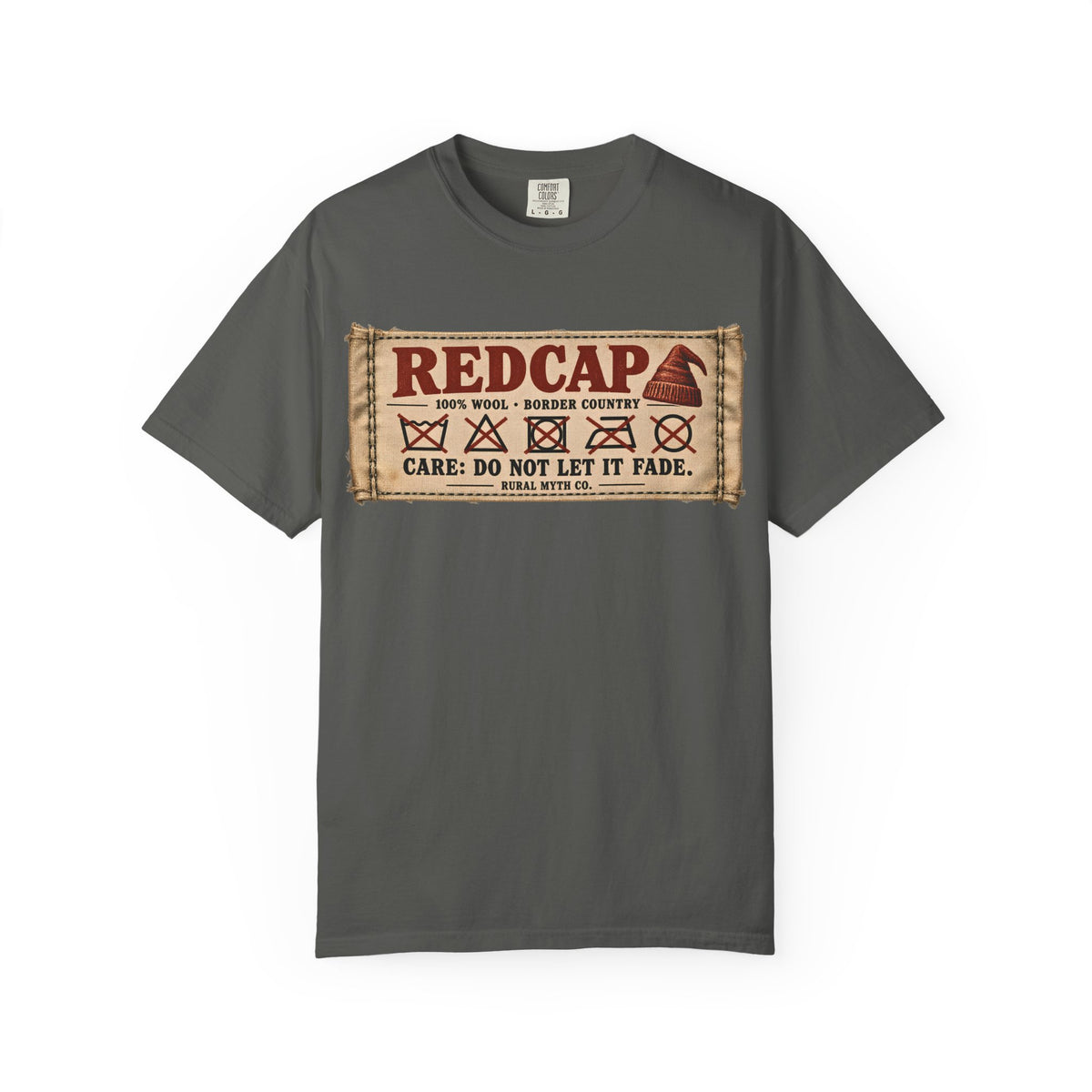Redcap Care Label T-Shirt in Pepper, front view