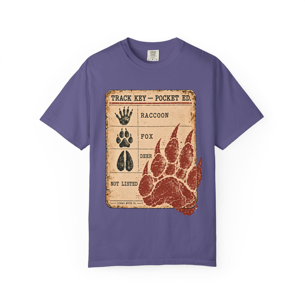 Cryptid Track Key T-Shirt in Grape, front view