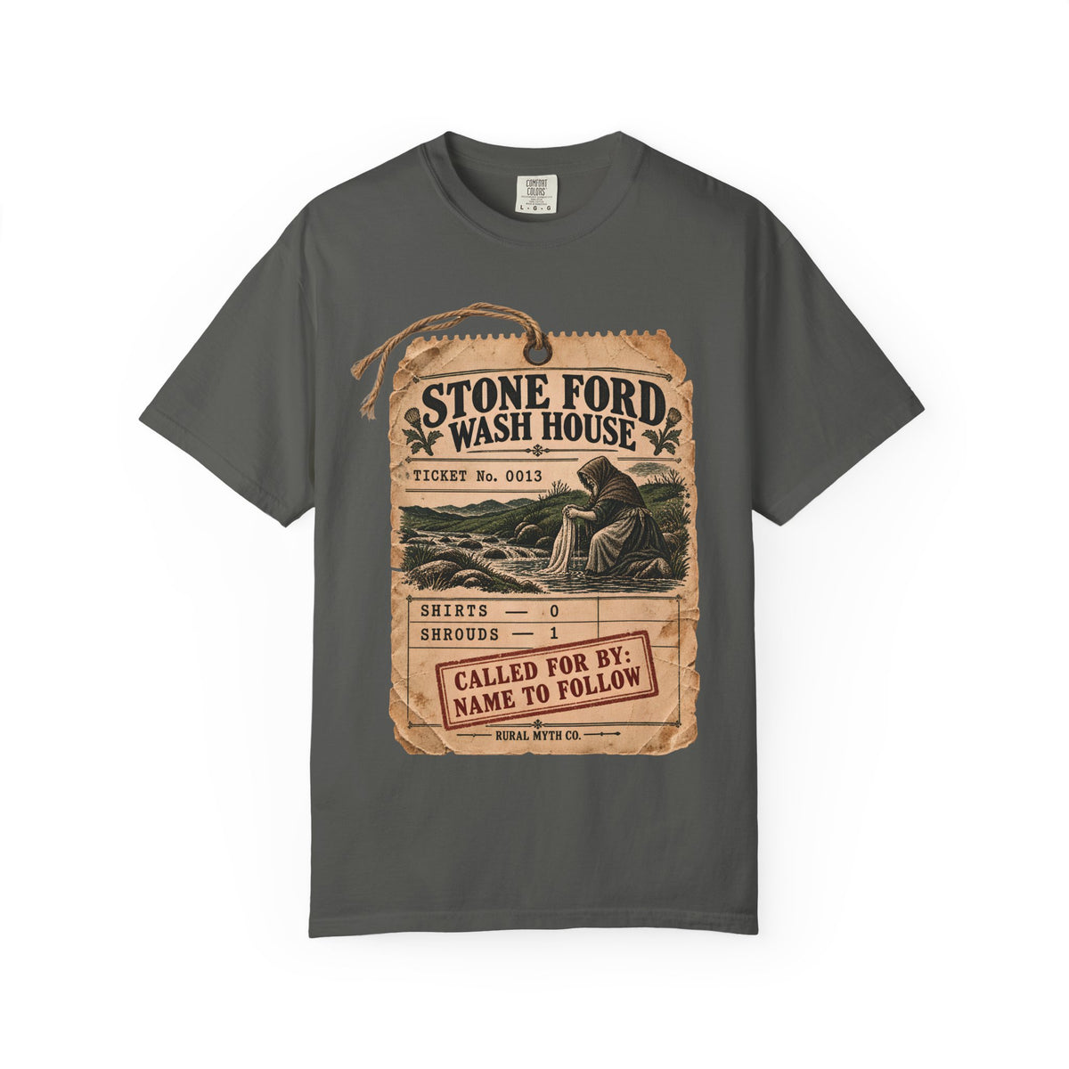 Bean Nighe Wash House T-Shirt in Pepper, front view