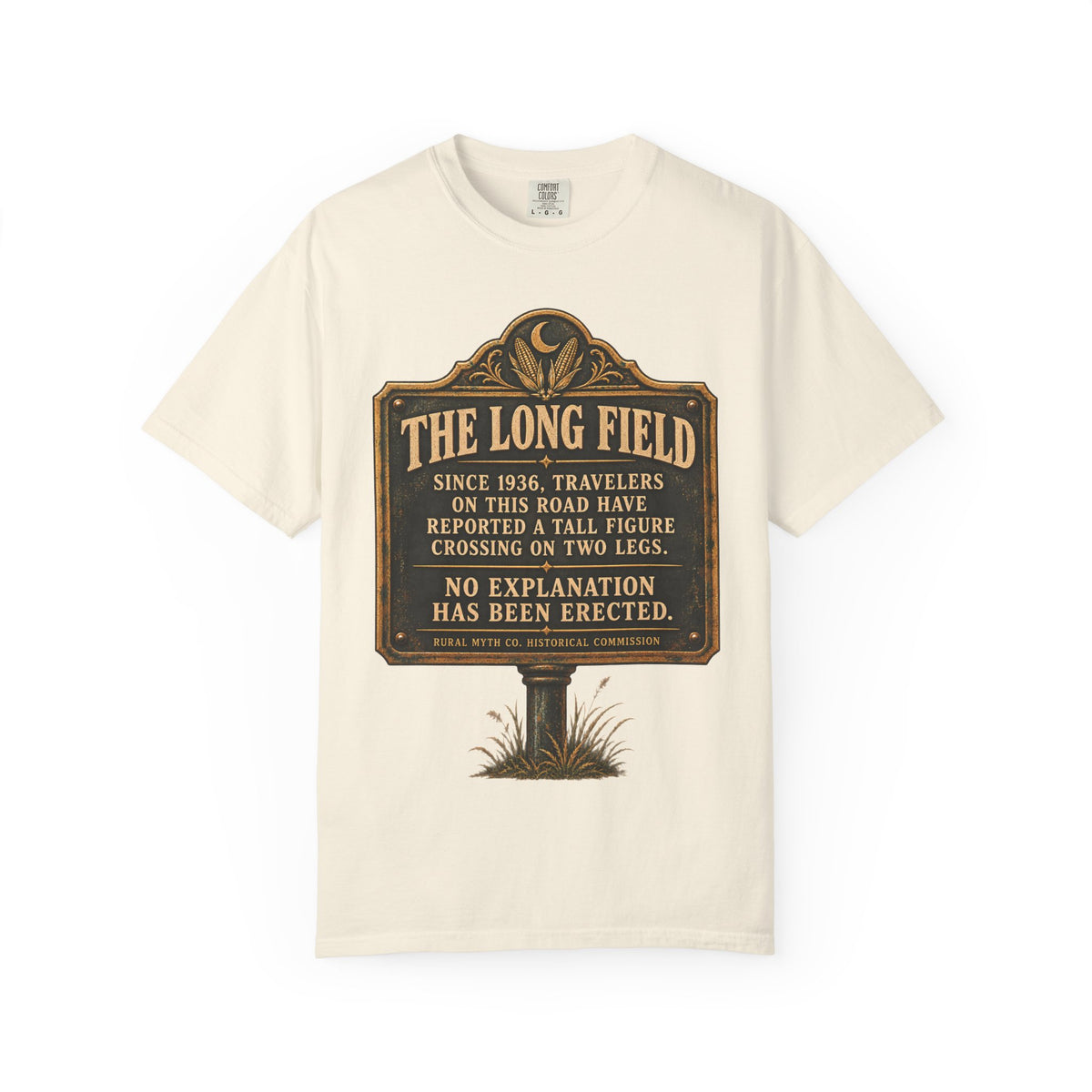 Cryptid Sighting Historical Marker T-Shirt in Ivory, front view