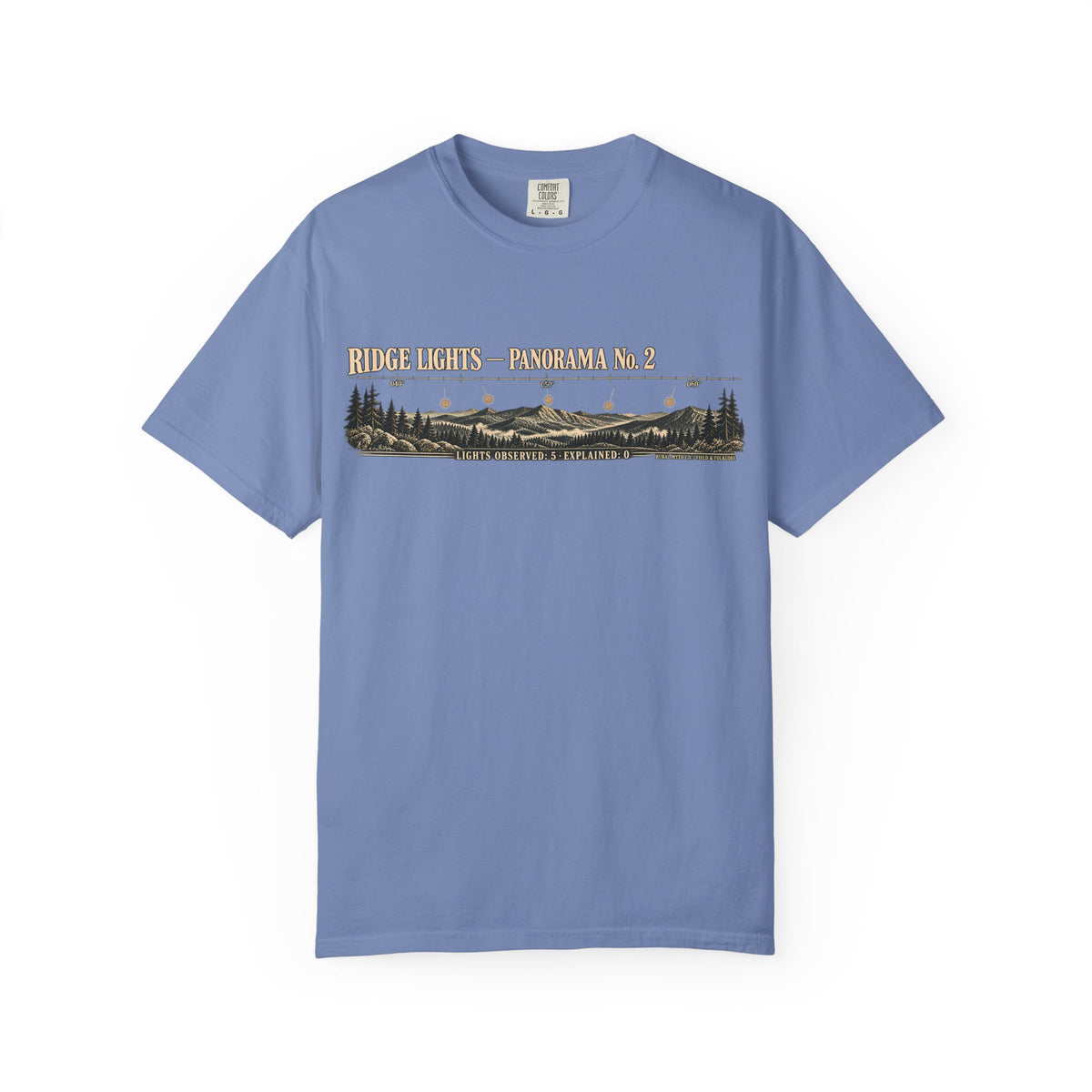 Ridge Lights Panorama T-Shirt in Washed Denim, front view