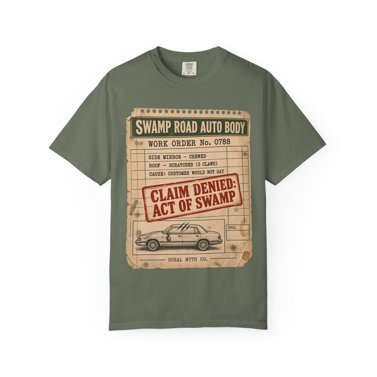 Lizard Man Auto Body T-Shirt in Moss, front view