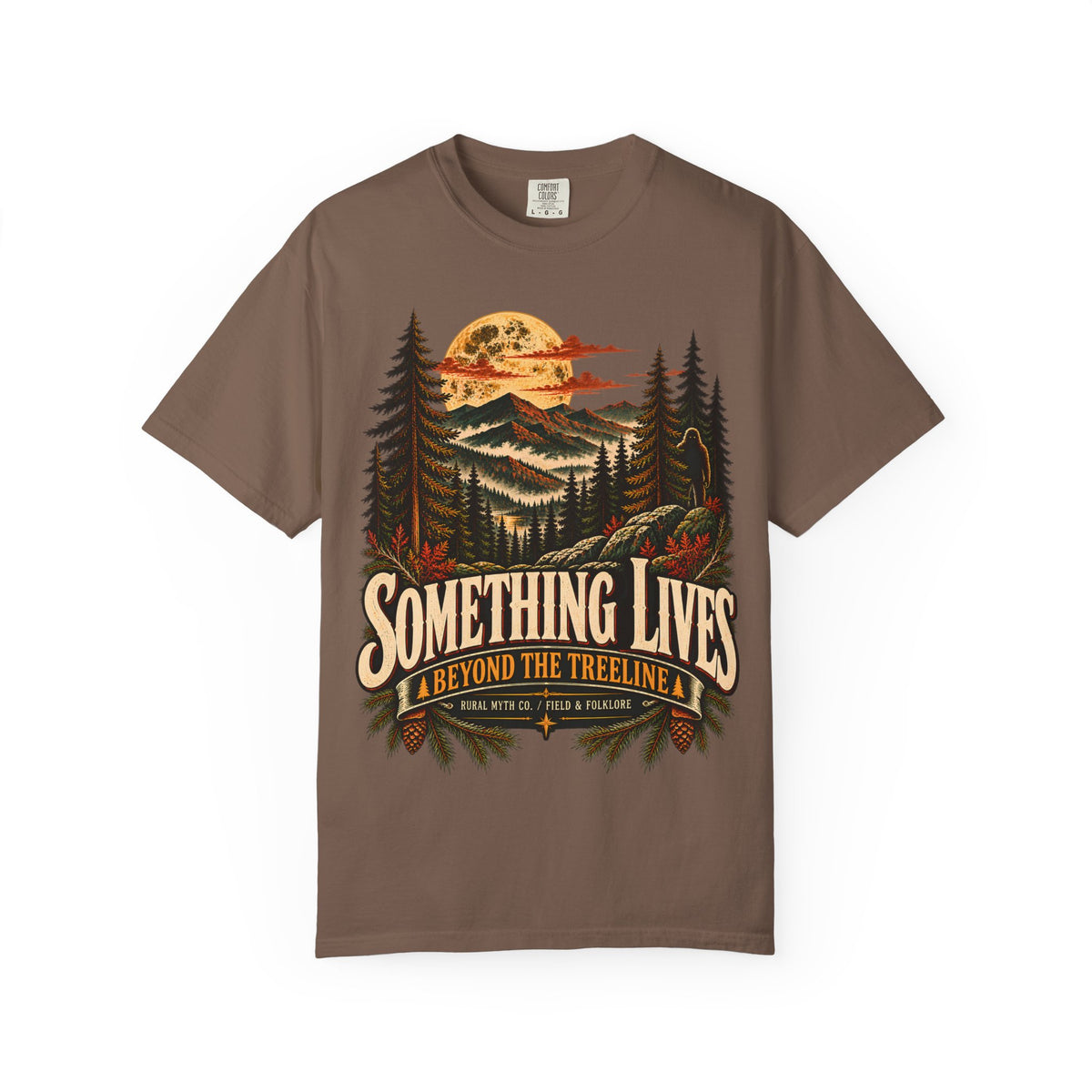 Beyond the Treeline Bigfoot T-Shirt in Espresso, front view