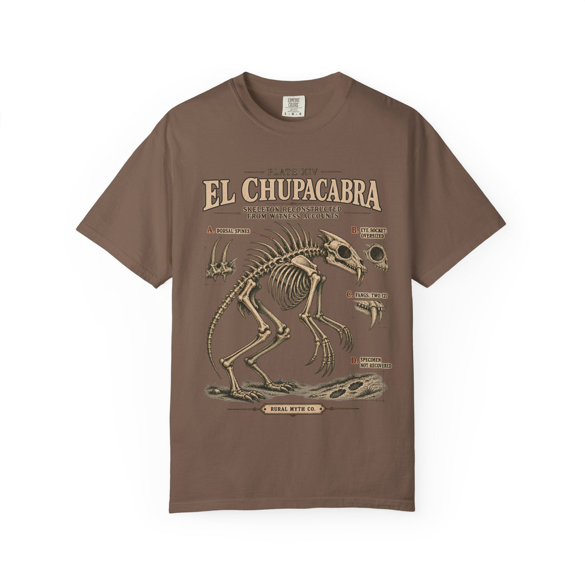Chupacabra Skeleton Plate T-Shirt in Espresso, front view