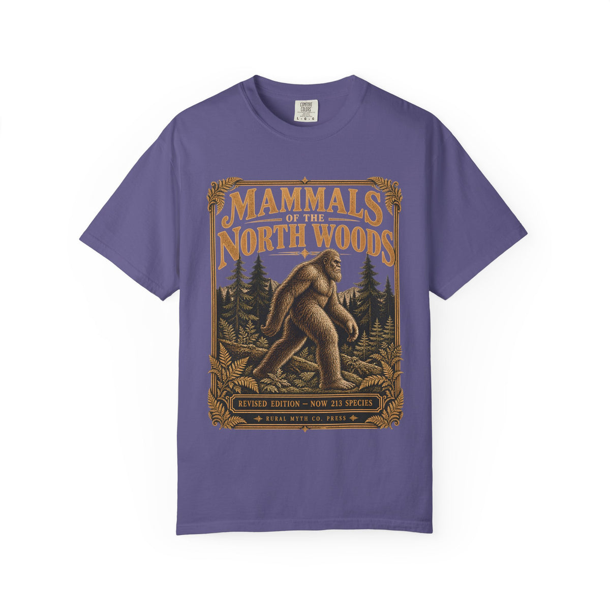 North Woods Bigfoot Guide T-Shirt in Grape, front view