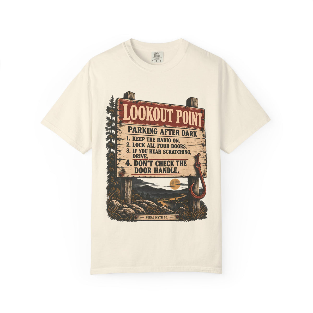 Hook Man Lookout Point T-Shirt in Ivory, front view