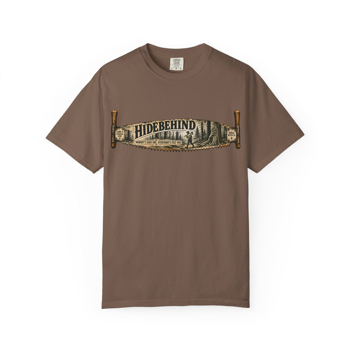 Hidebehind Logging Camp T-Shirt in Espresso, front view