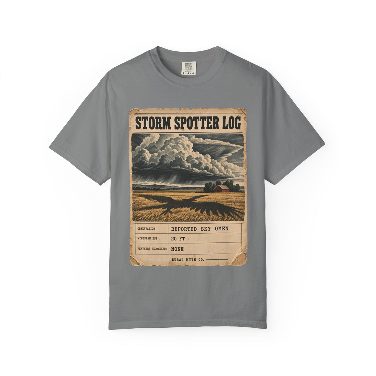 Storm Spotter Sky Omen T-Shirt in Grey, front view