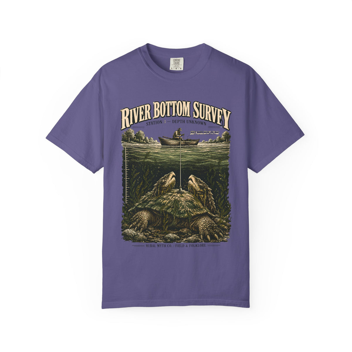 Two-Headed Snapping Turtle T-Shirt in Grape, front view