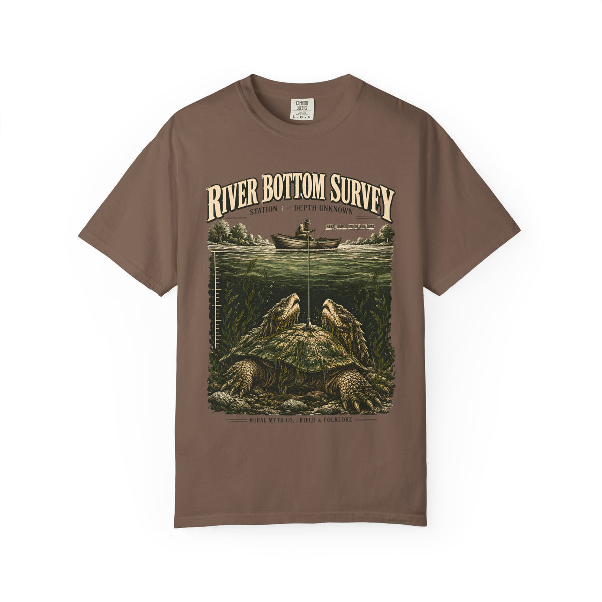 Two-Headed Snapping Turtle T-Shirt in Espresso, front view
