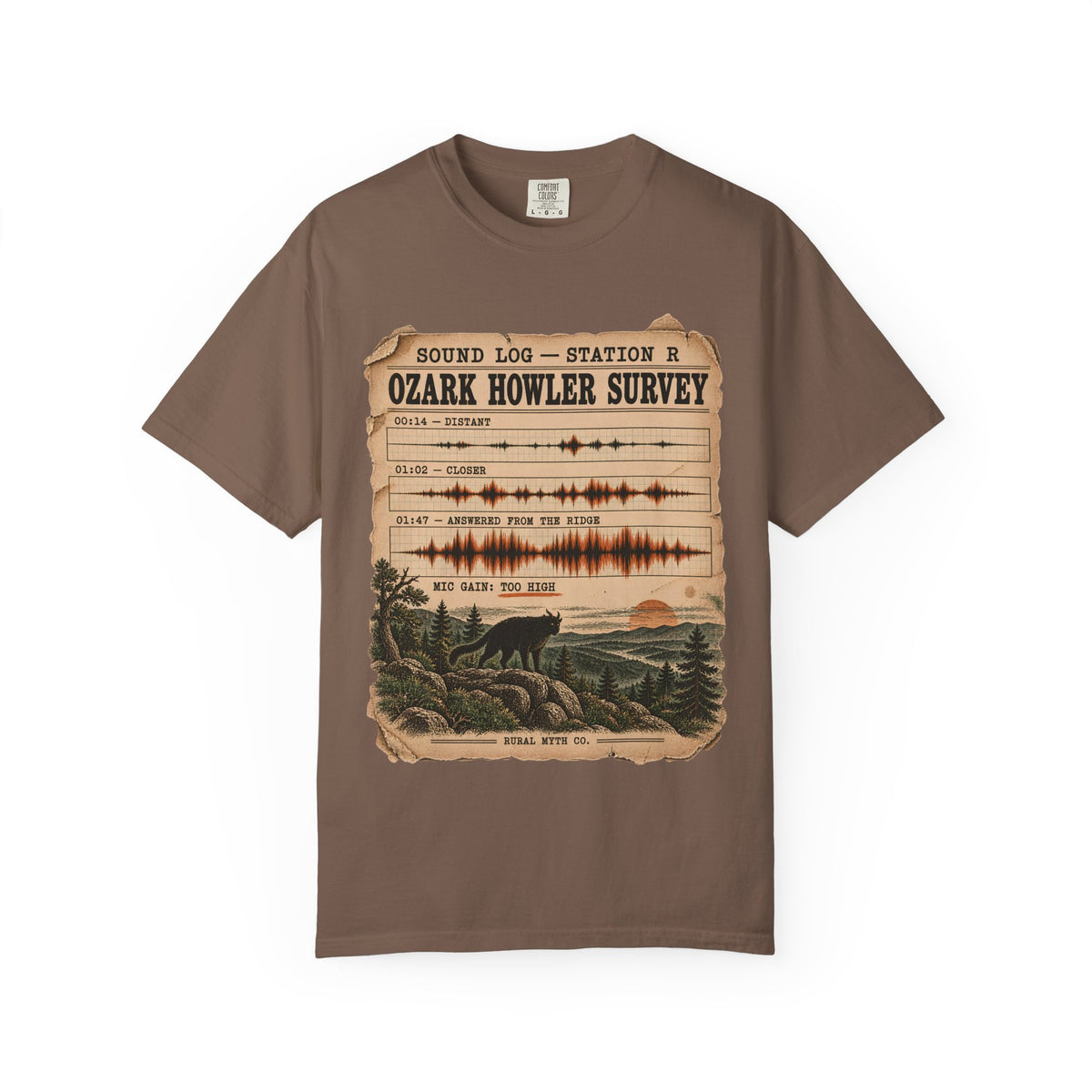 Ozark Howler Survey T-Shirt in Espresso, front view