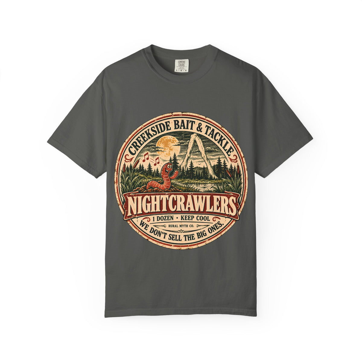 Nightcrawlers Bait Shop T-Shirt in Pepper, front view