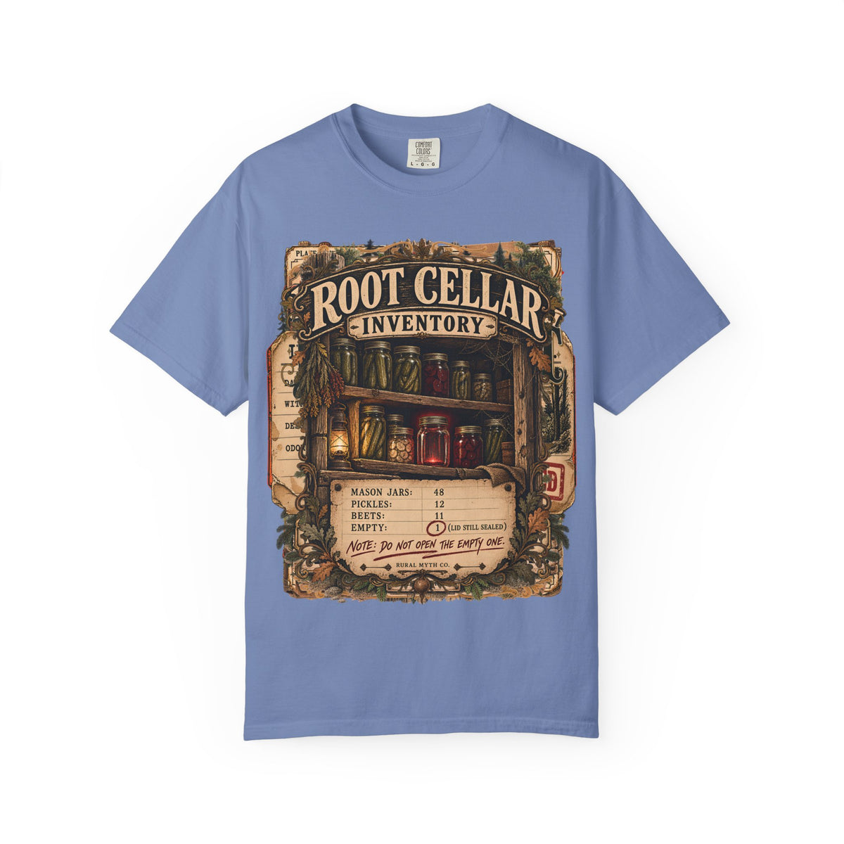 Root Cellar Inventory T-Shirt in Washed Denim, front view