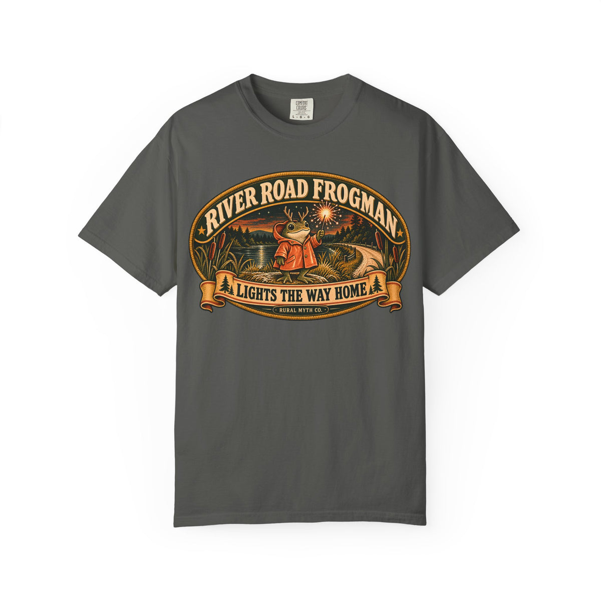 Frogman Lights the Way T-Shirt in Pepper, front view