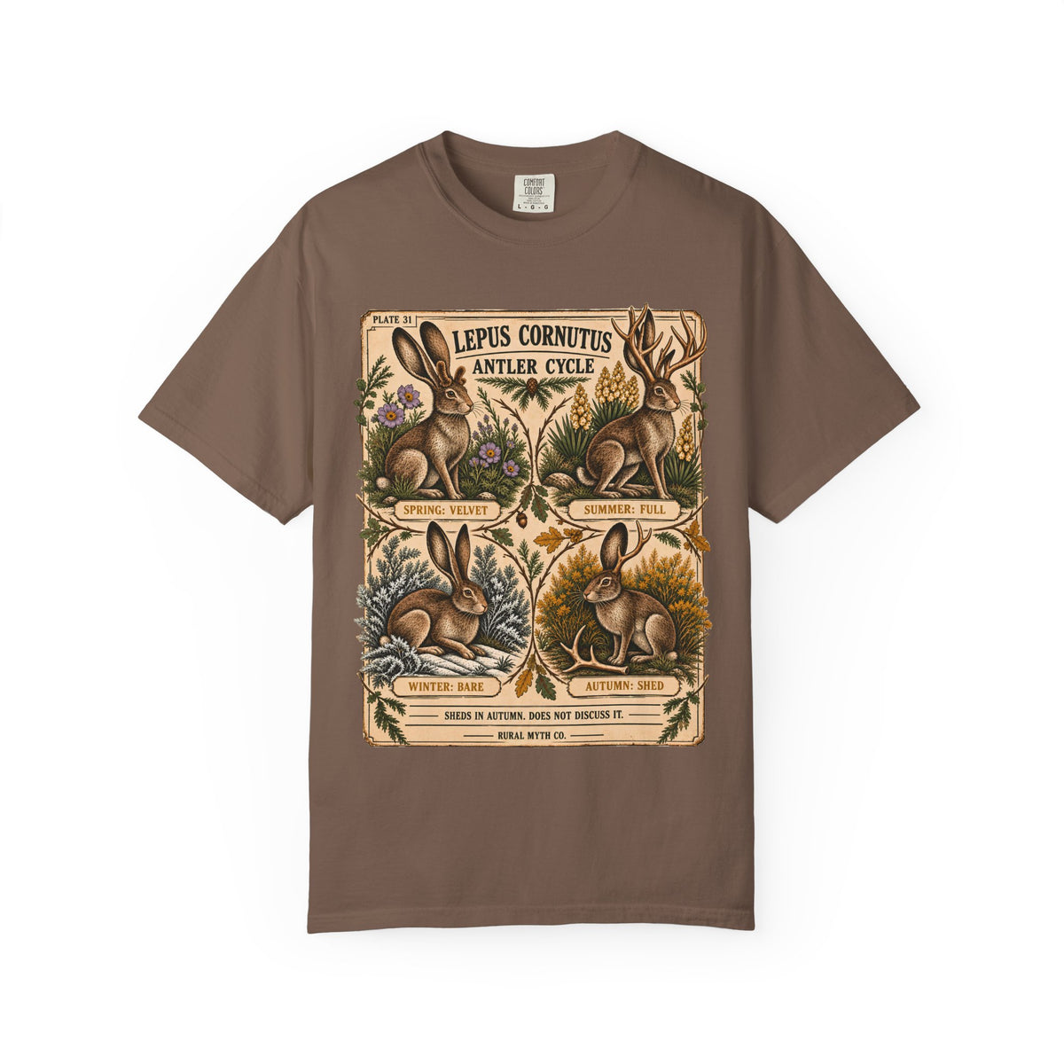 Jackalope Antler Cycle T-Shirt in Espresso, front view