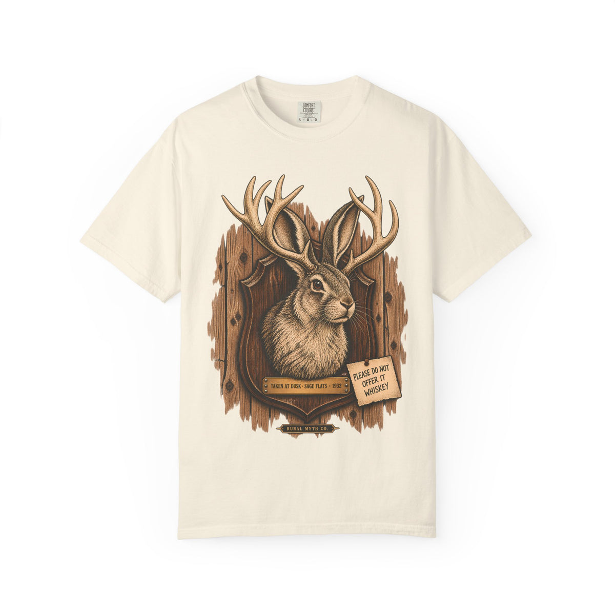 Jackalope Wall Mount T-Shirt in Ivory, front view