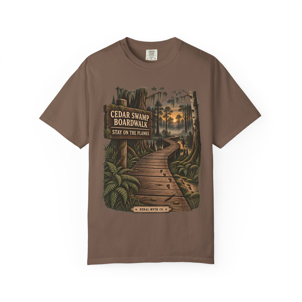 Boardwalk Closes at Dusk T-Shirt in Espresso, front view