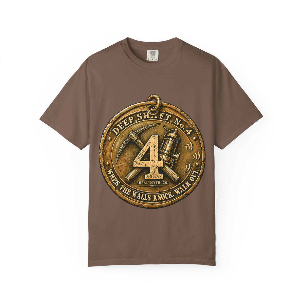 Knockers Mining Tag T-Shirt in Espresso, front view