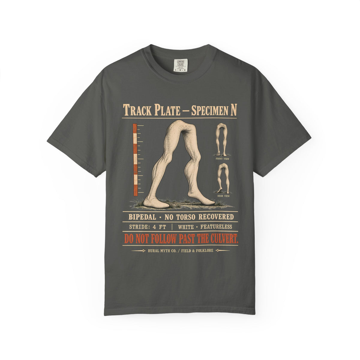 Fresno Nightcrawler Track Plate T-Shirt in Pepper, front view