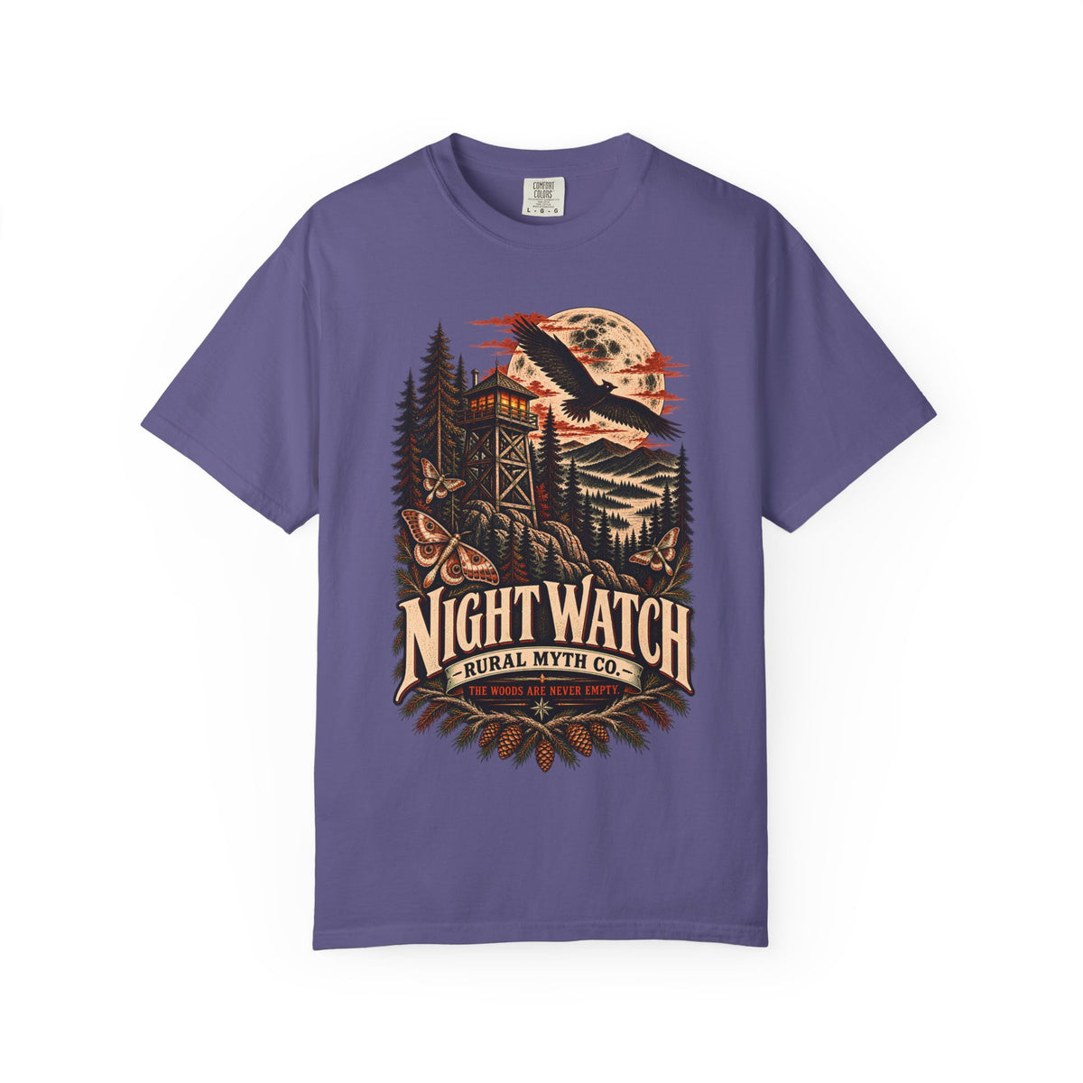 Fire Tower Night Watch T-Shirt in Grape, front view