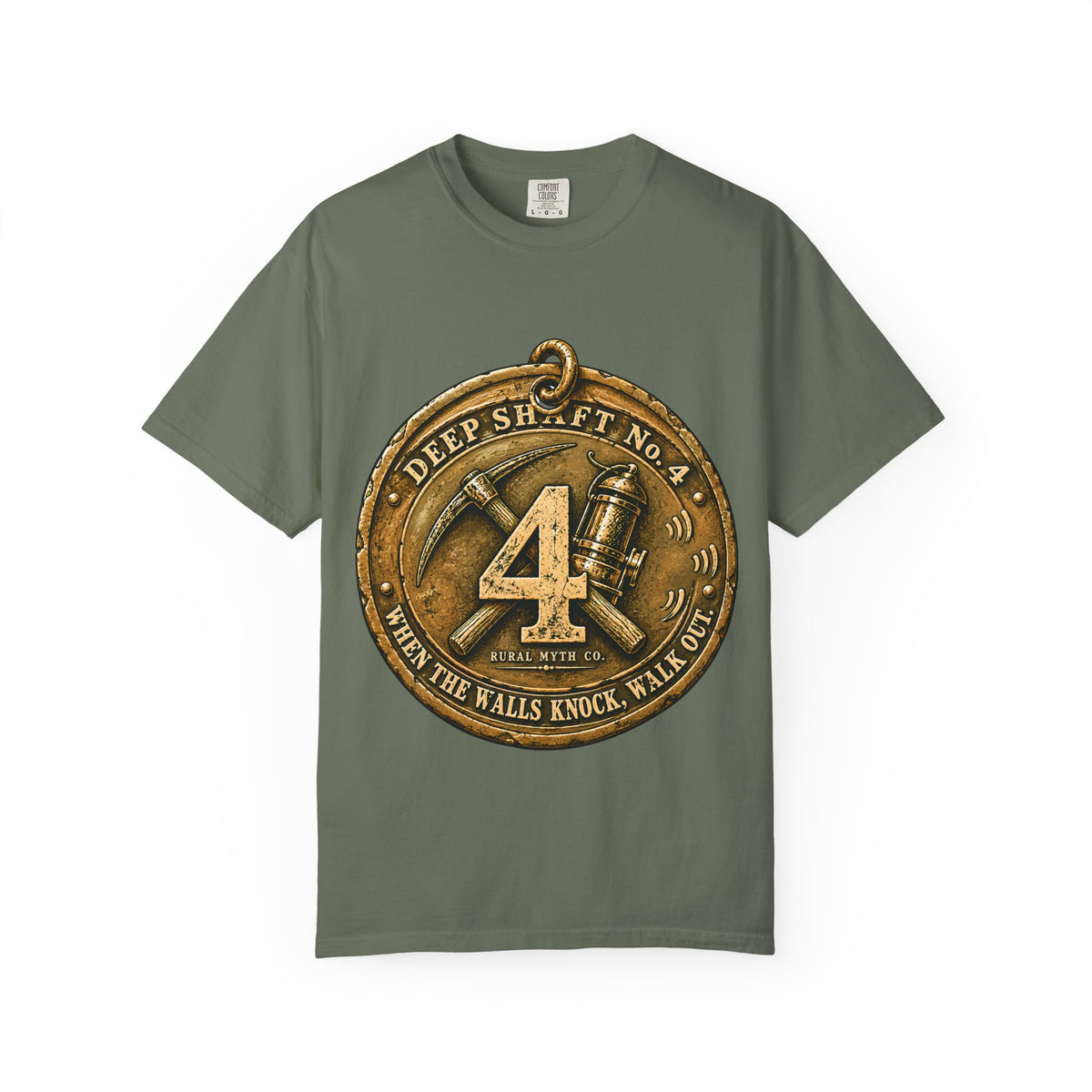 Knockers Mining Tag T-Shirt in Moss, front view