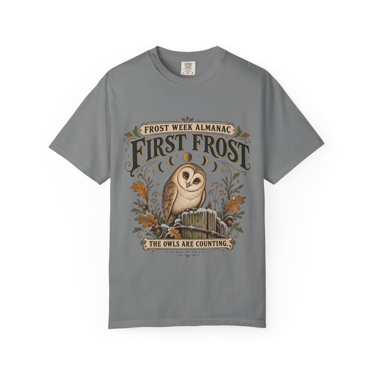 First Frost Barn Owl T-Shirt in Grey, front view
