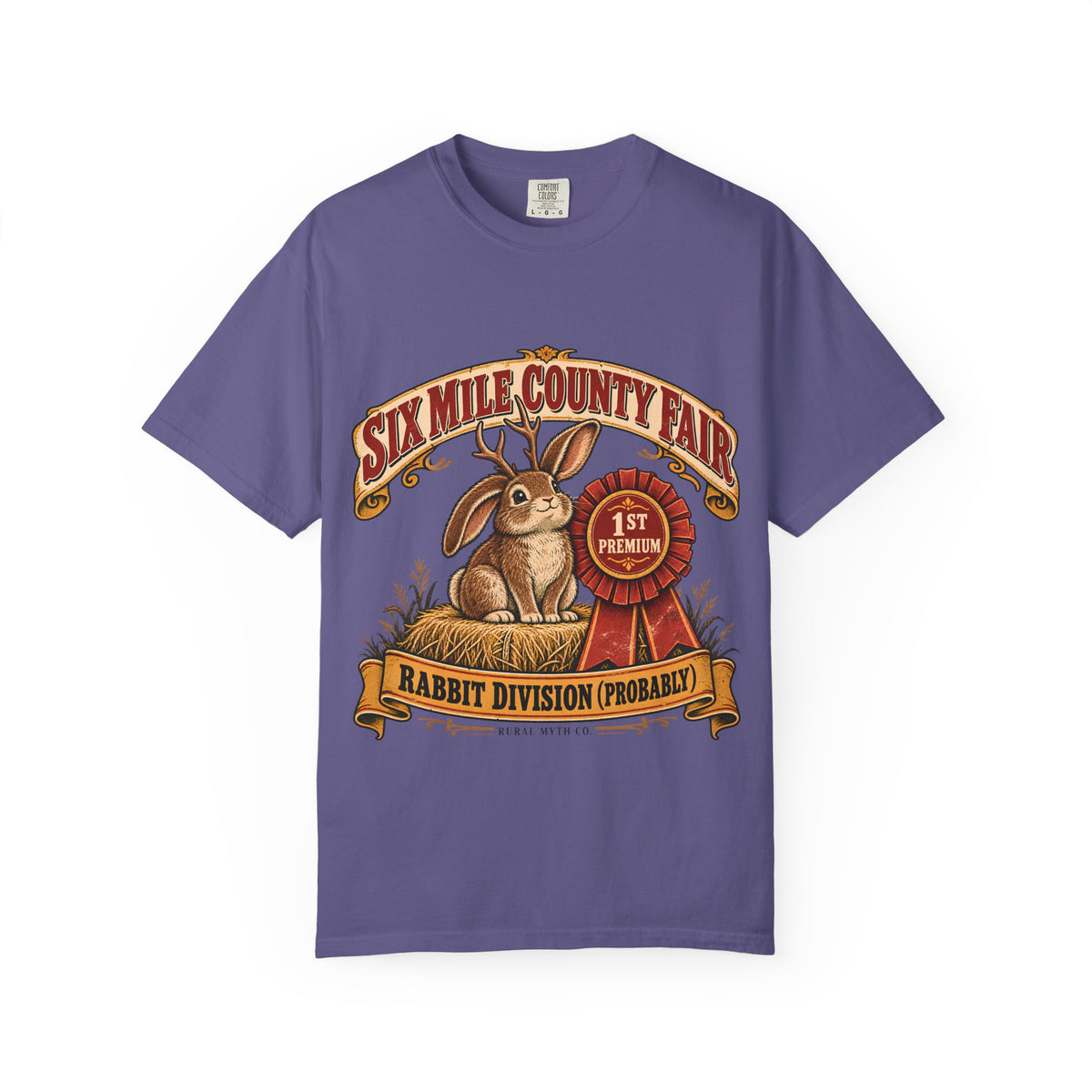 Jackalope Rabbit Division T-Shirt in Grape, front view