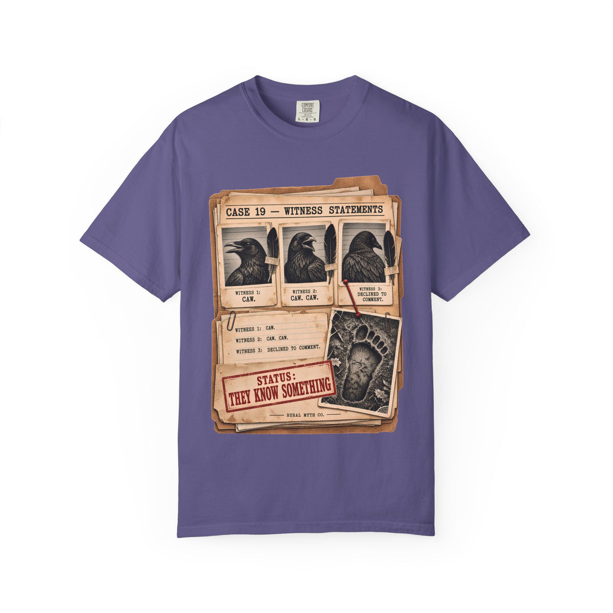 Crow Witness Statements T-Shirt in Grape, front view