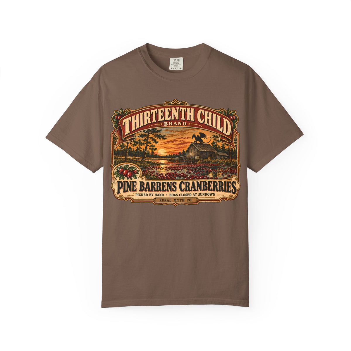 Jersey Devil Cranberry Label T-Shirt in Espresso, front view