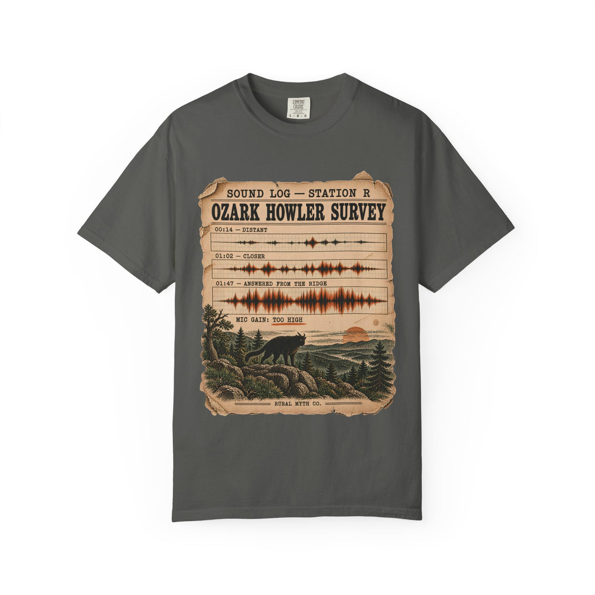 Ozark Howler Survey T-Shirt in Pepper, front view
