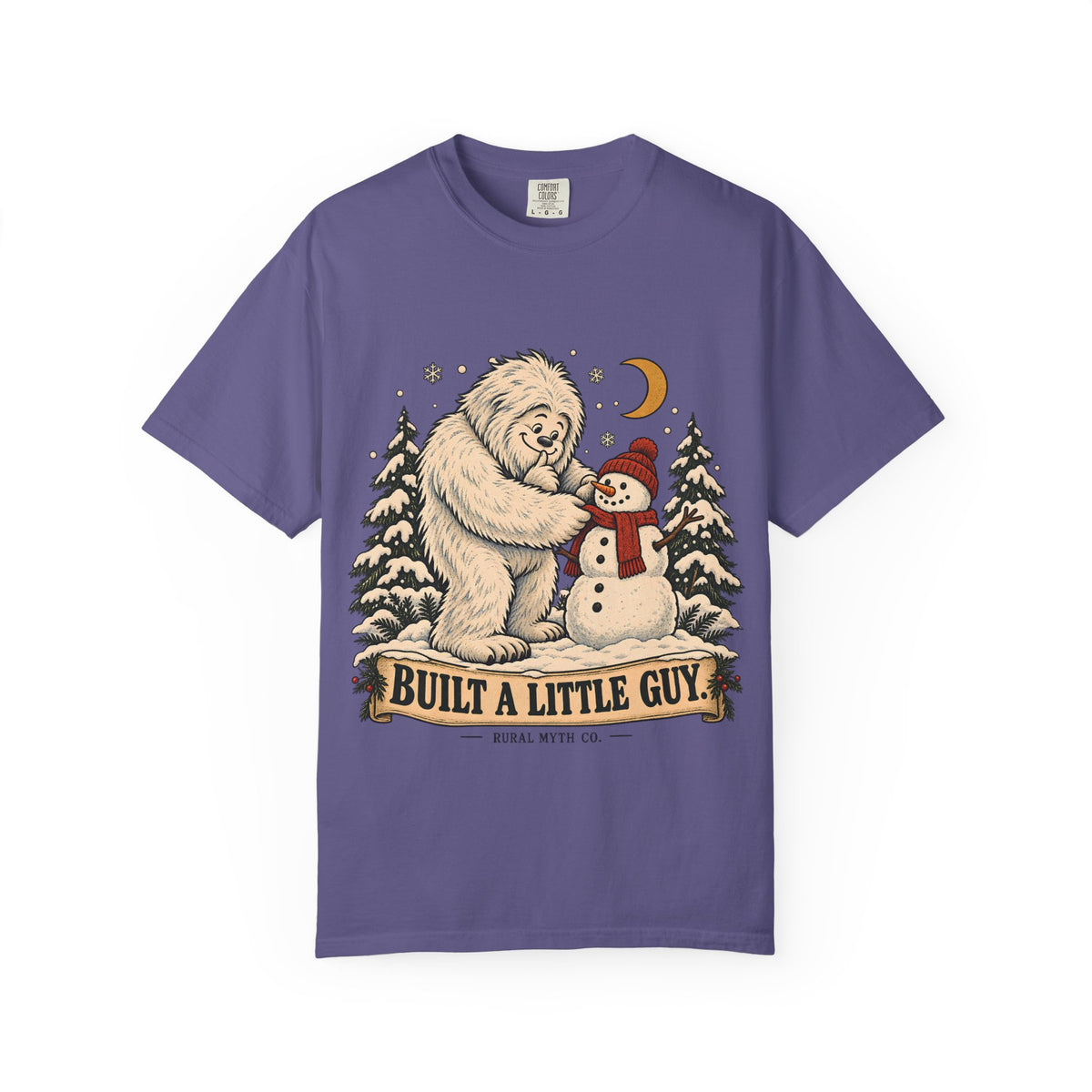 Yeti Built a Snowman T-Shirt in Grape, front view