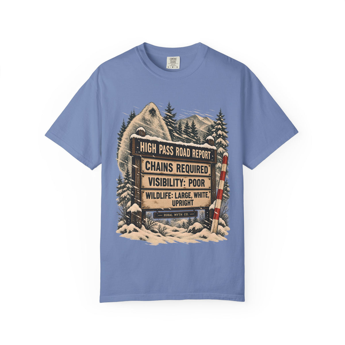 Yeti High Pass Report T-Shirt in Washed Denim, front view