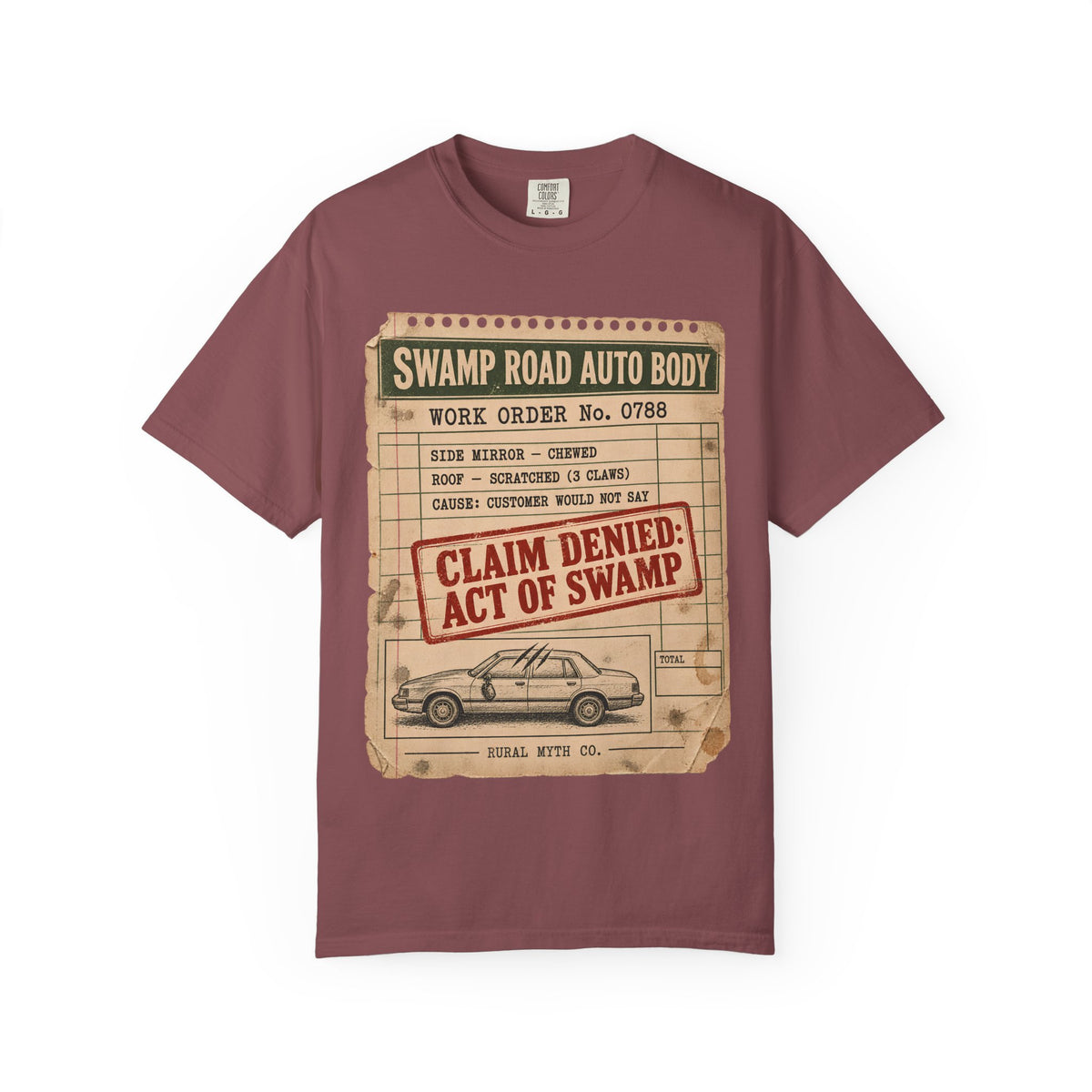 Lizard Man Auto Body T-Shirt in Brick, front view