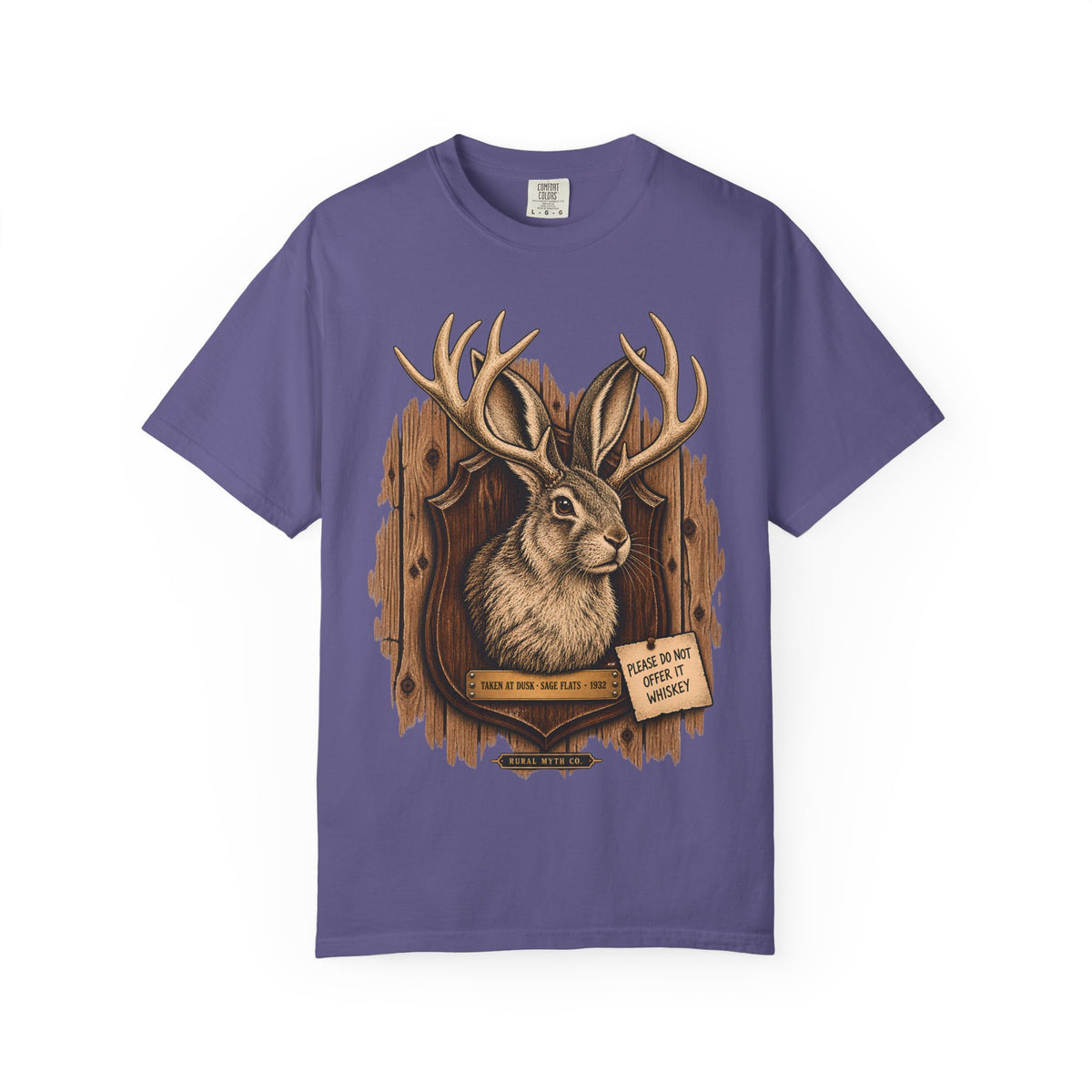 Jackalope Wall Mount T-Shirt in Grape, front view