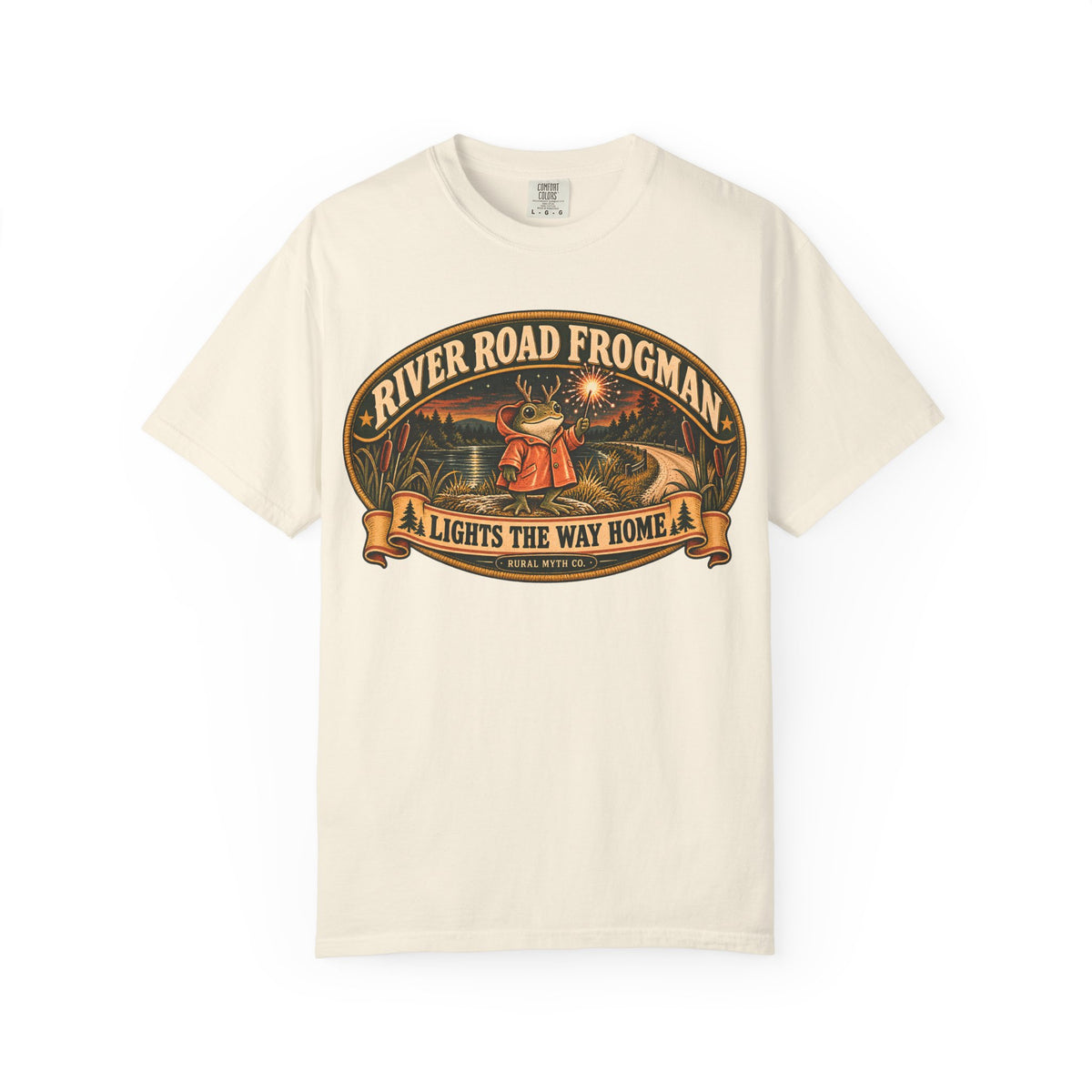 Frogman Lights the Way T-Shirt in Ivory, front view