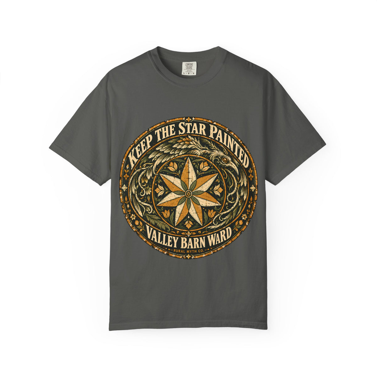 Snallygaster Barn Star T-Shirt in Pepper, front view