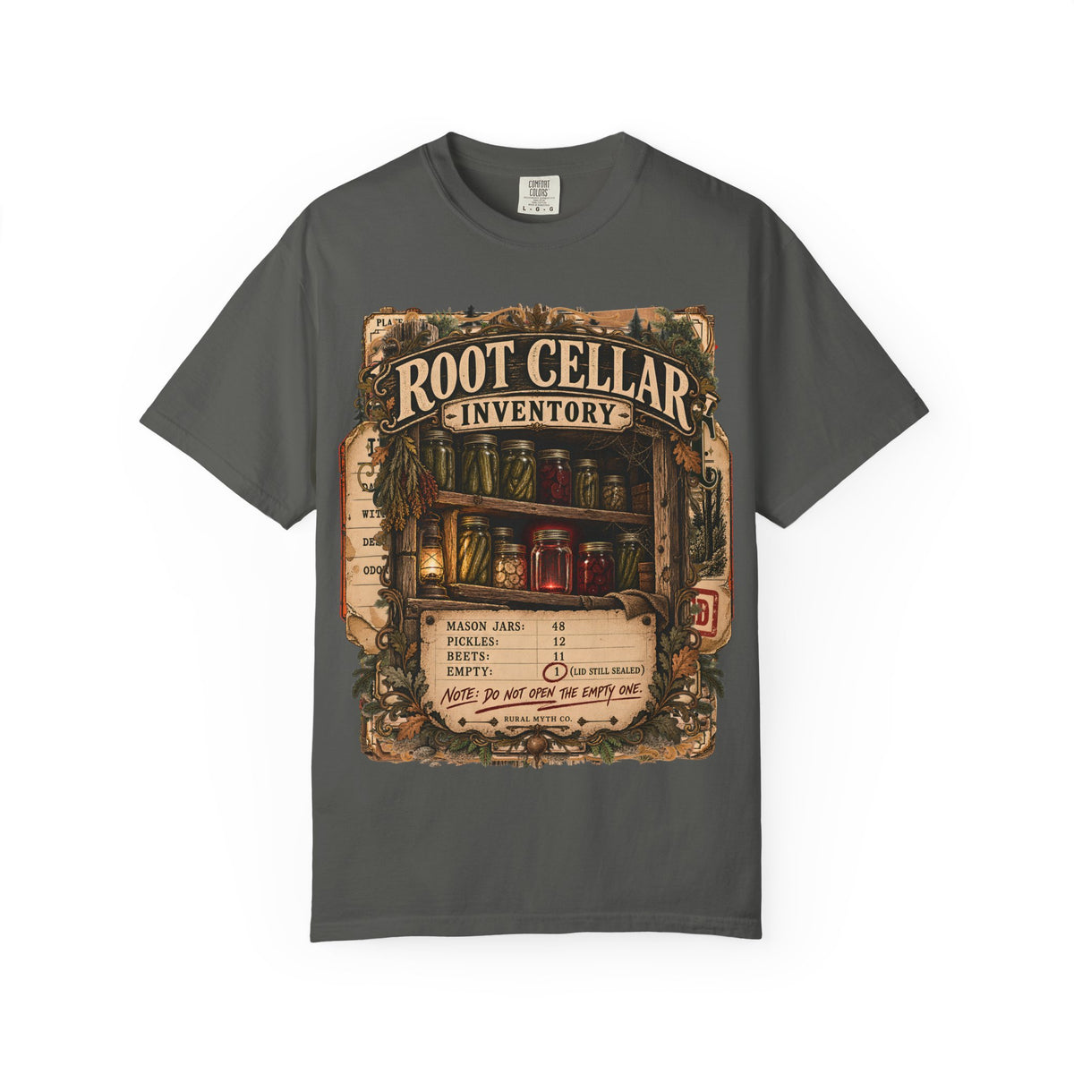 Root Cellar Inventory T-Shirt in Pepper, front view