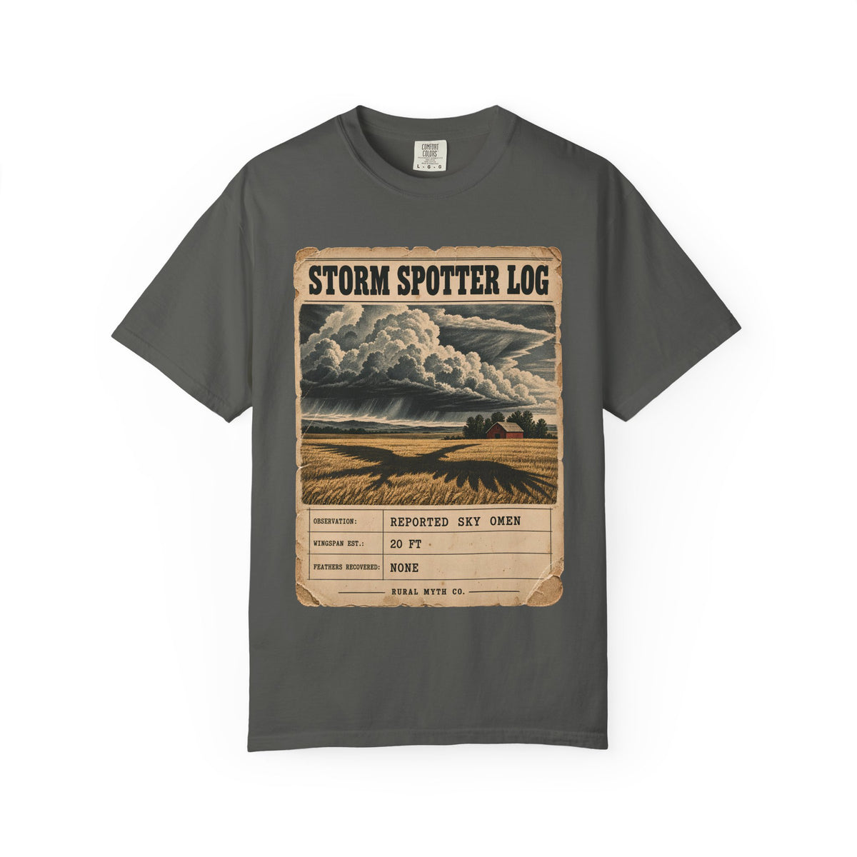 Storm Spotter Sky Omen T-Shirt in Pepper, front view