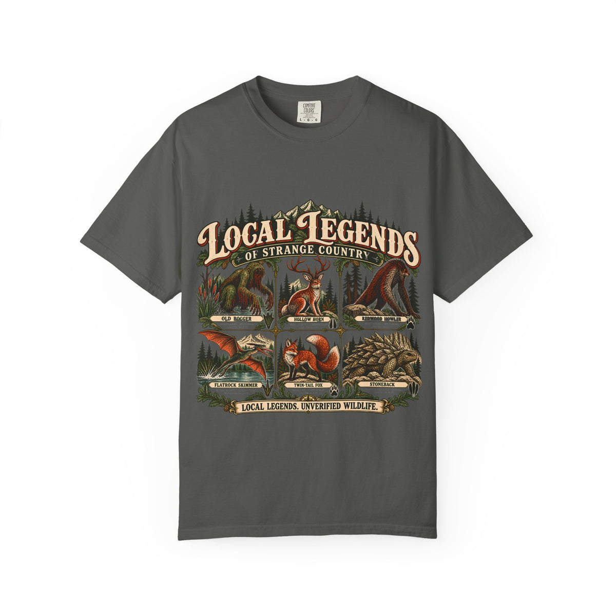 Local Legends Wildlife Chart T-Shirt in Pepper, front view